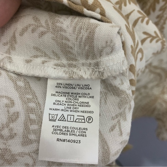 Loft Women’s Petite Floral V-Neck Button Cap Sleeve Linen Blend Flare Dress - Picture 5 of 7